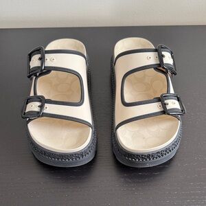 Coach Cream and Black Women's Sandals
